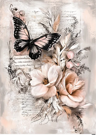 CN12254 List Motyl Kwiaty
