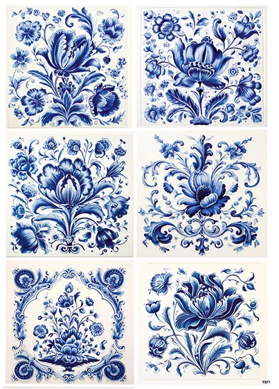 CN1571 Kafelki Z Delft Kwiatowe