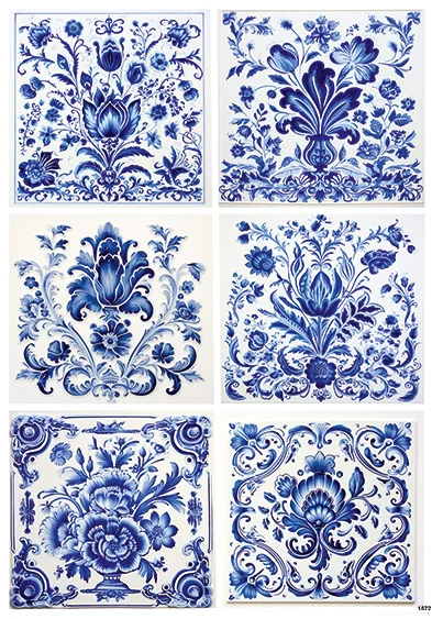 CN1572 Kafelki Z Delft Kwiatowe