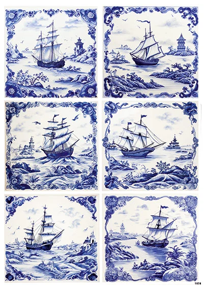 CN1574 Kafelki Z Delft Z Żaglowcami