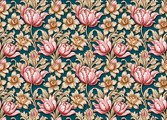 CN7327 Kwiaty Vintage