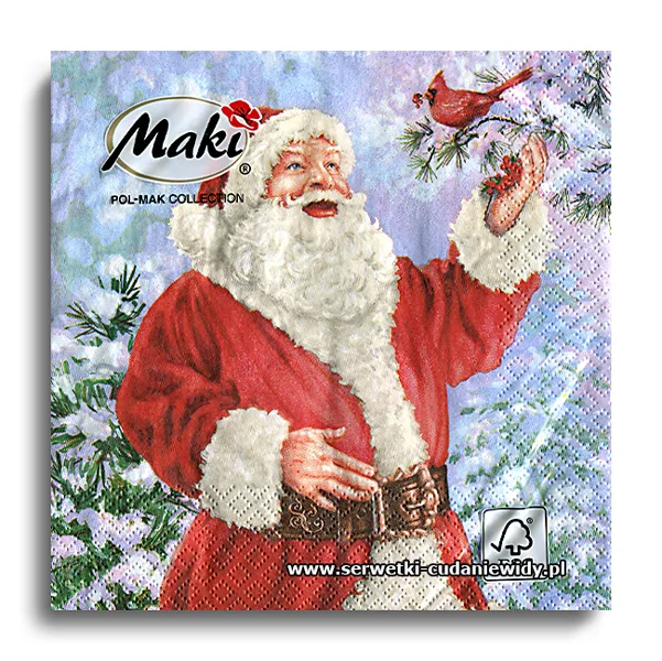 0390PACZKA Happy Santa Claus With Bird