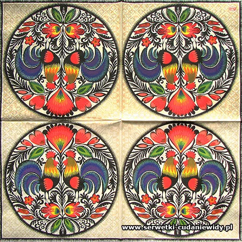 1260 Wycinanka Łowicka Z Kogutami