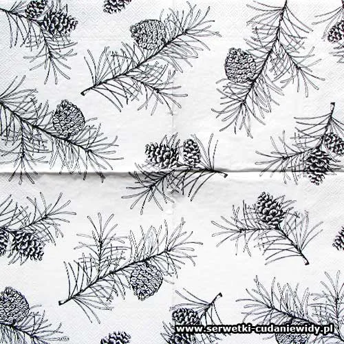 2512 Pine Branches White Black