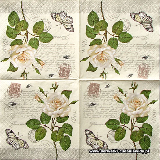 2738 Vintage Rose Twig With Butterfly