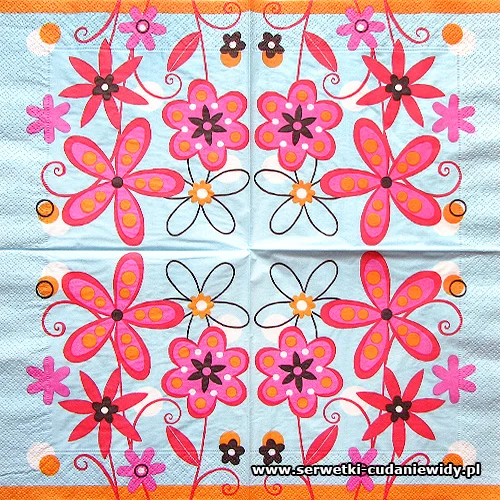 4304 Pink Flowers Blue