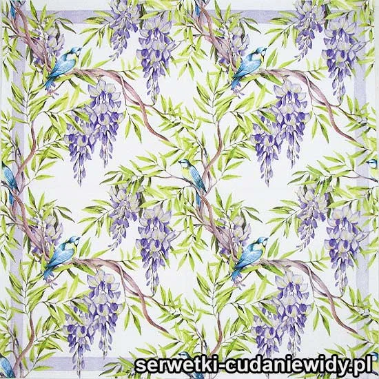 6526 Fioletowa Wisteria Z Ptaszkiem