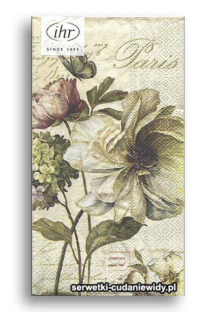 66289PACZKA kwiaty retro SERWETKI PACZKA 16 szt