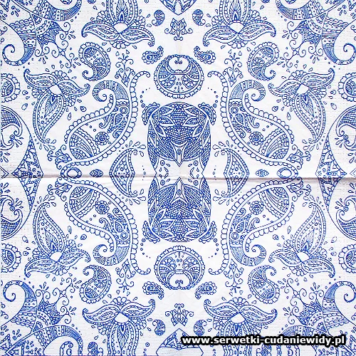 7003 Paisley White Indigo
