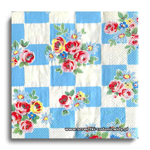 7106PACZKA Roses On Pattern Blue