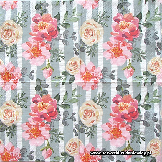 7838 Flowers On Stripes