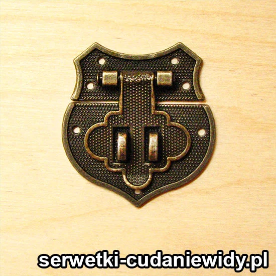 OKU570 Zameczek Mosiężny Do Szkatułki Patynowany