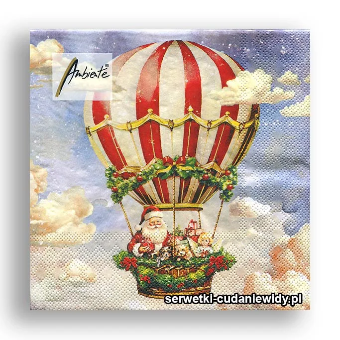 7977PACZKA Świąteczny Balon SERWETKI PACZKA 20 szt